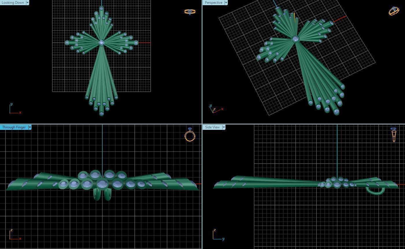 Tube Cross with center stone 3D print model_3