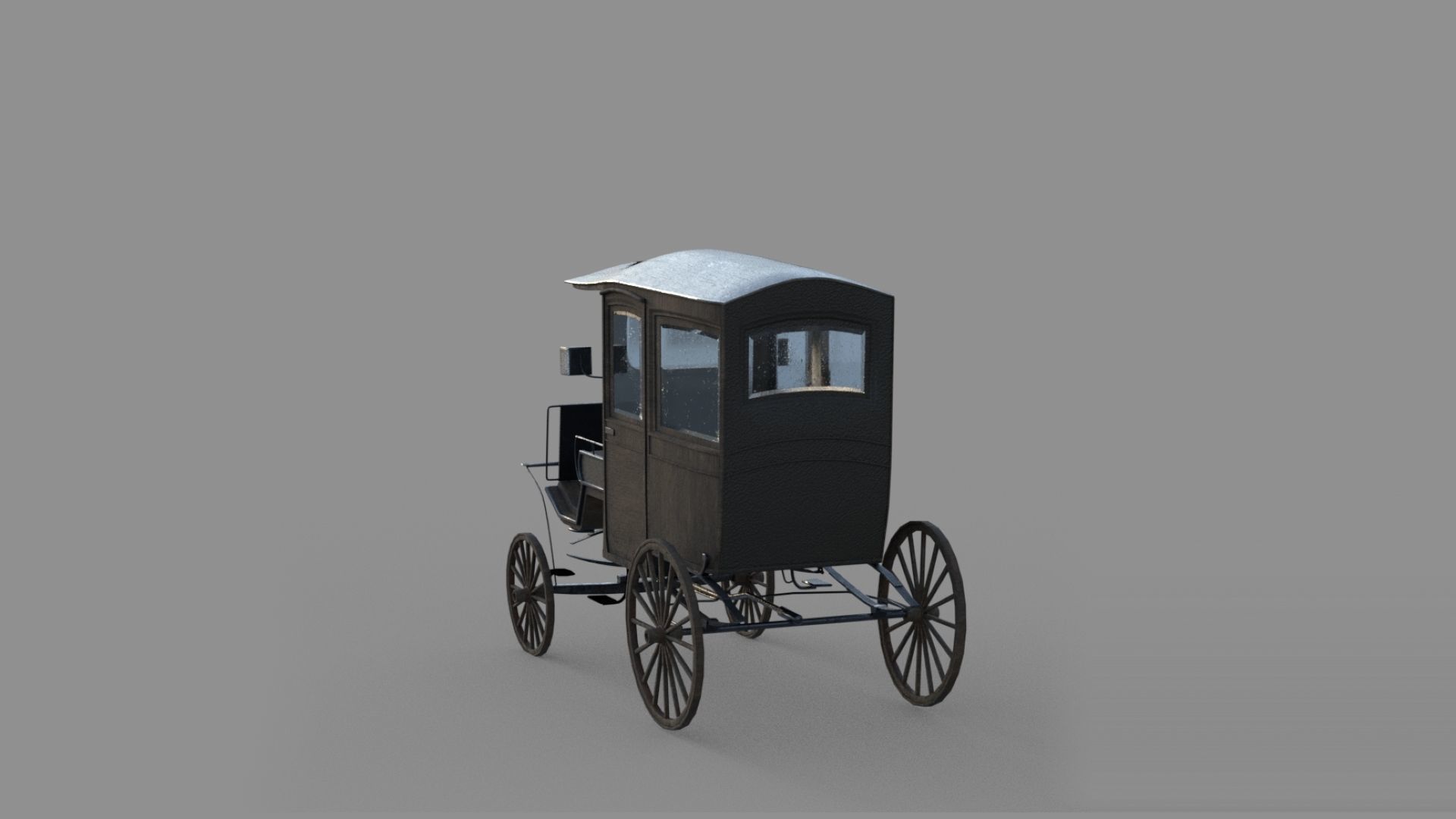 wodden carriage  Low-poly 3D model_8