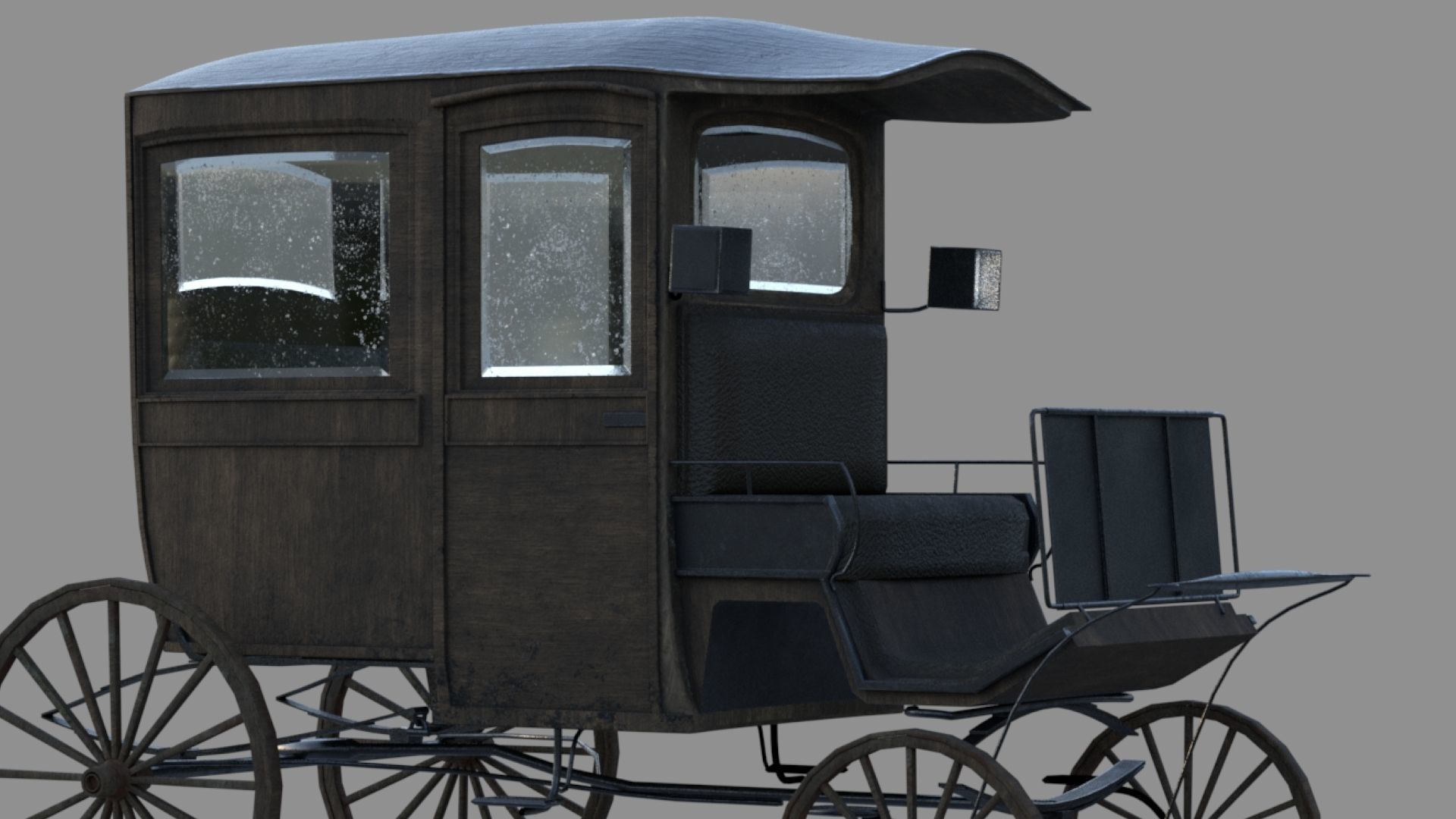 wodden carriage  Low-poly 3D model_1