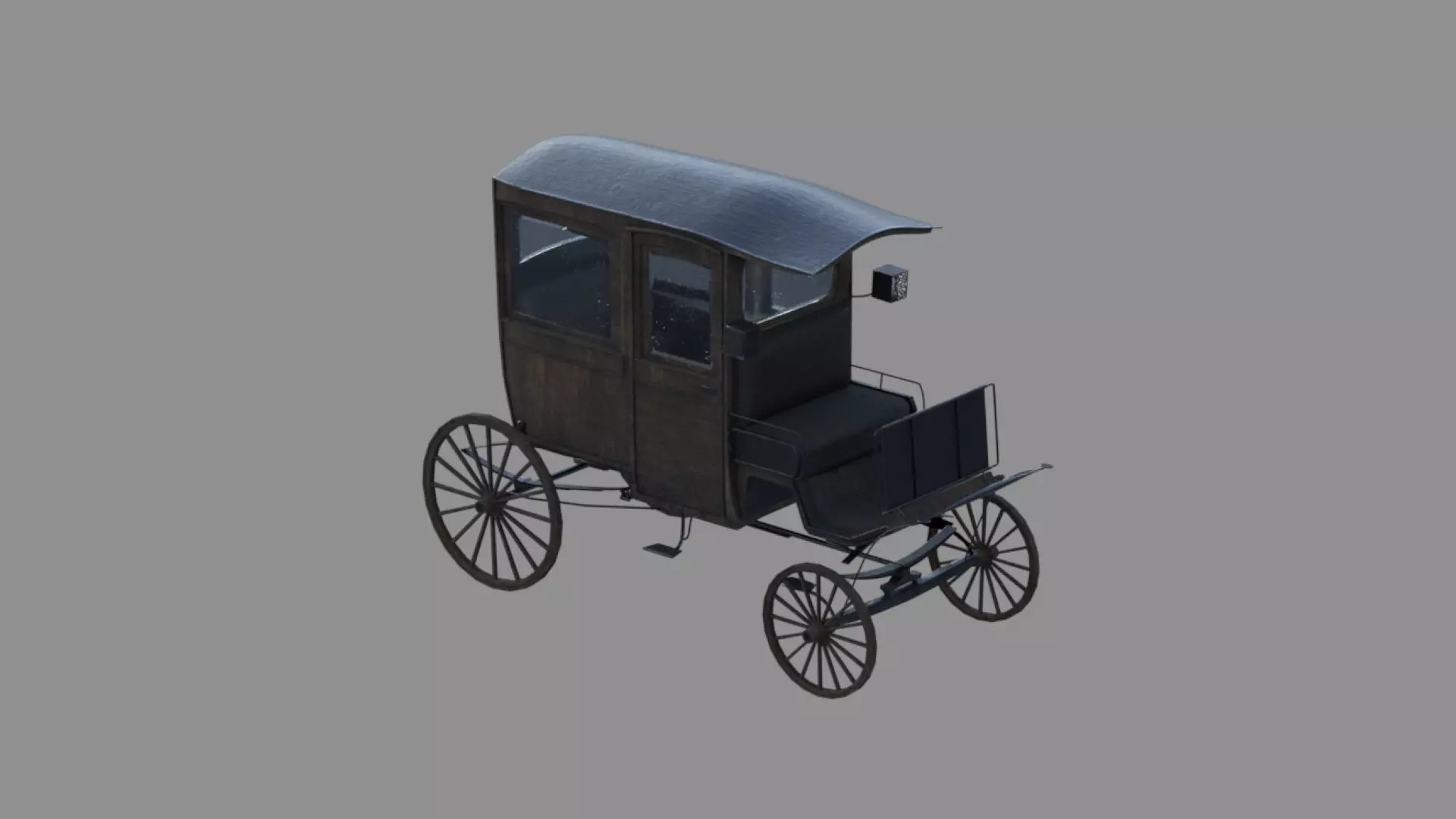 wodden carriage  Low-poly 3D model_0