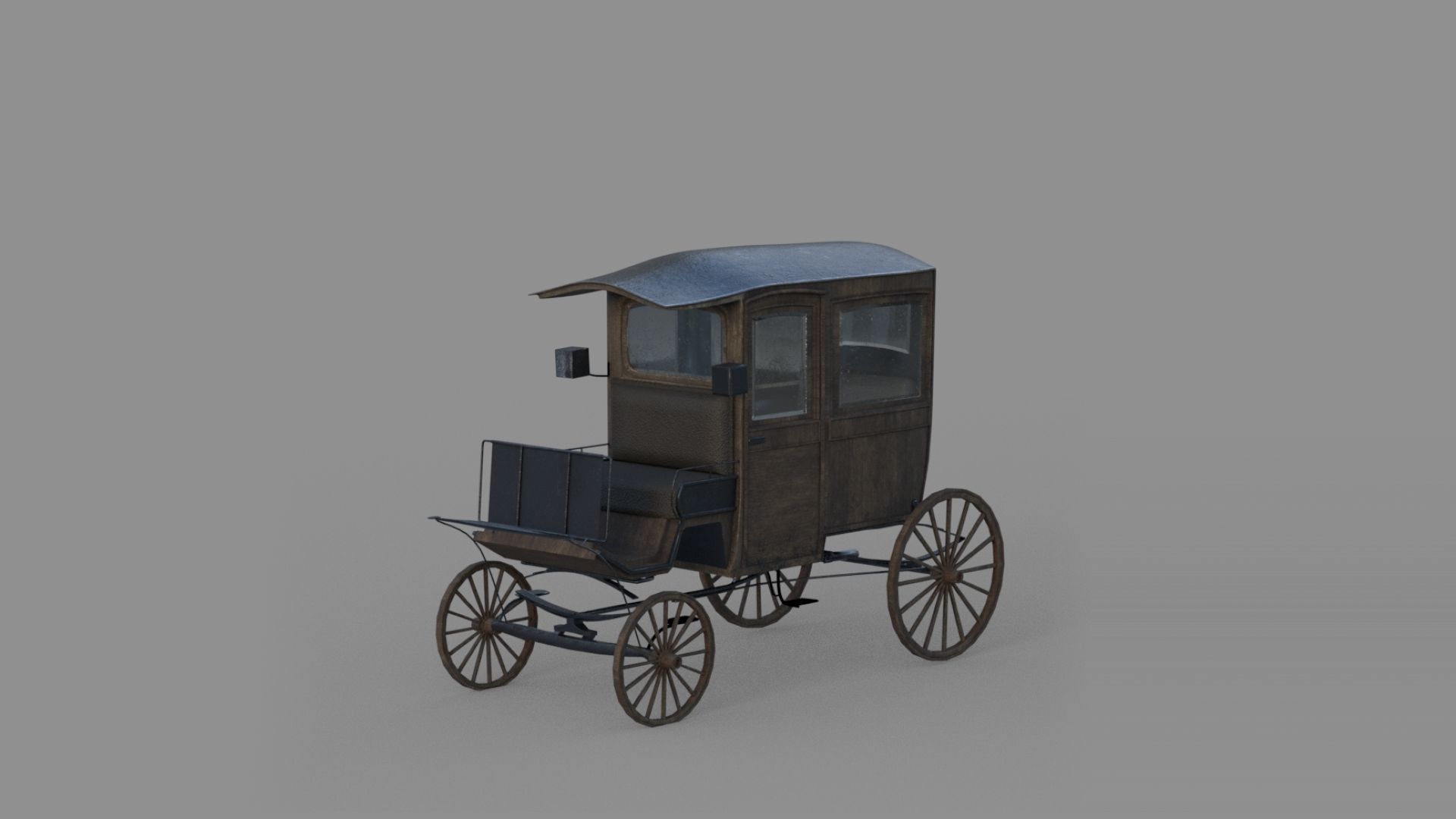 wodden carriage  Low-poly 3D model_6