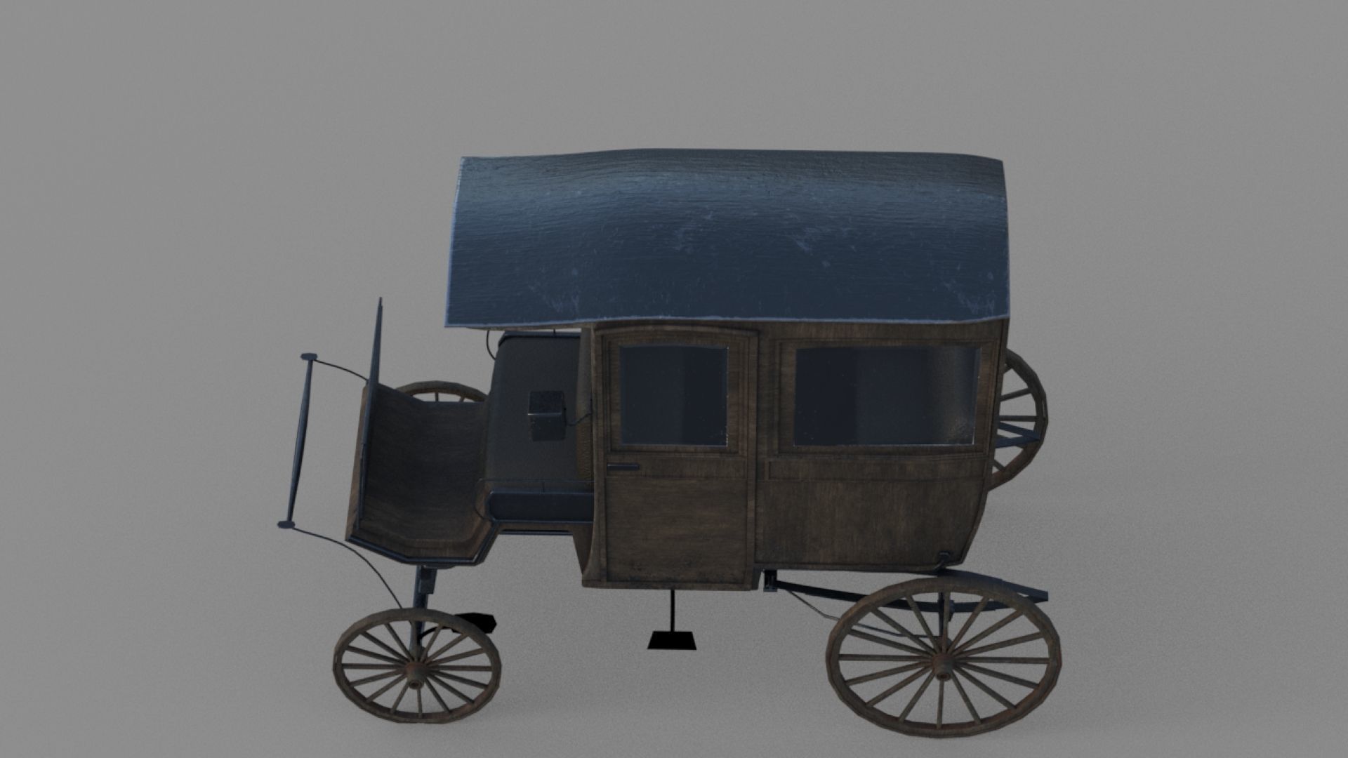 wodden carriage  Low-poly 3D model_4