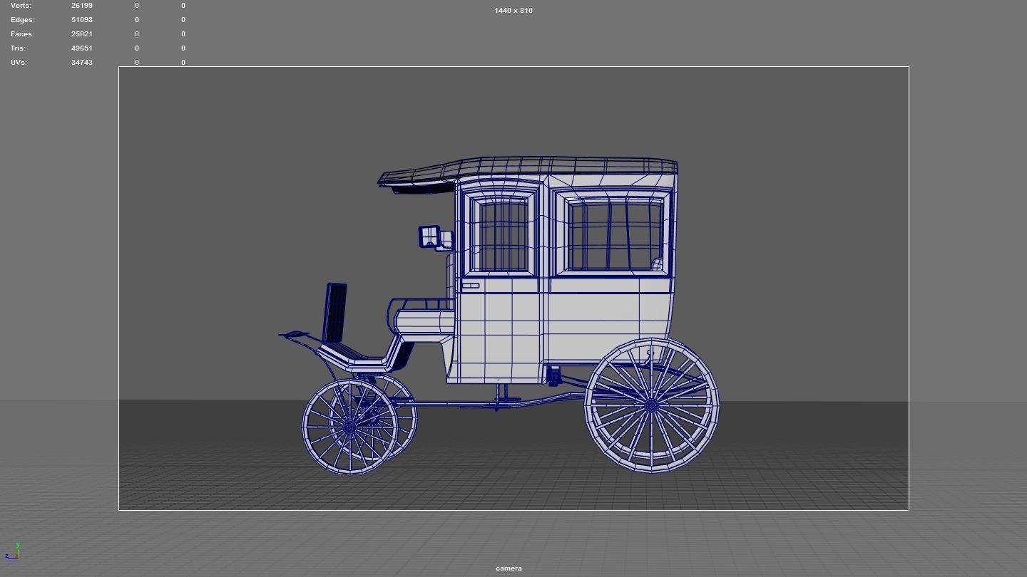 wodden carriage  Low-poly 3D model_12