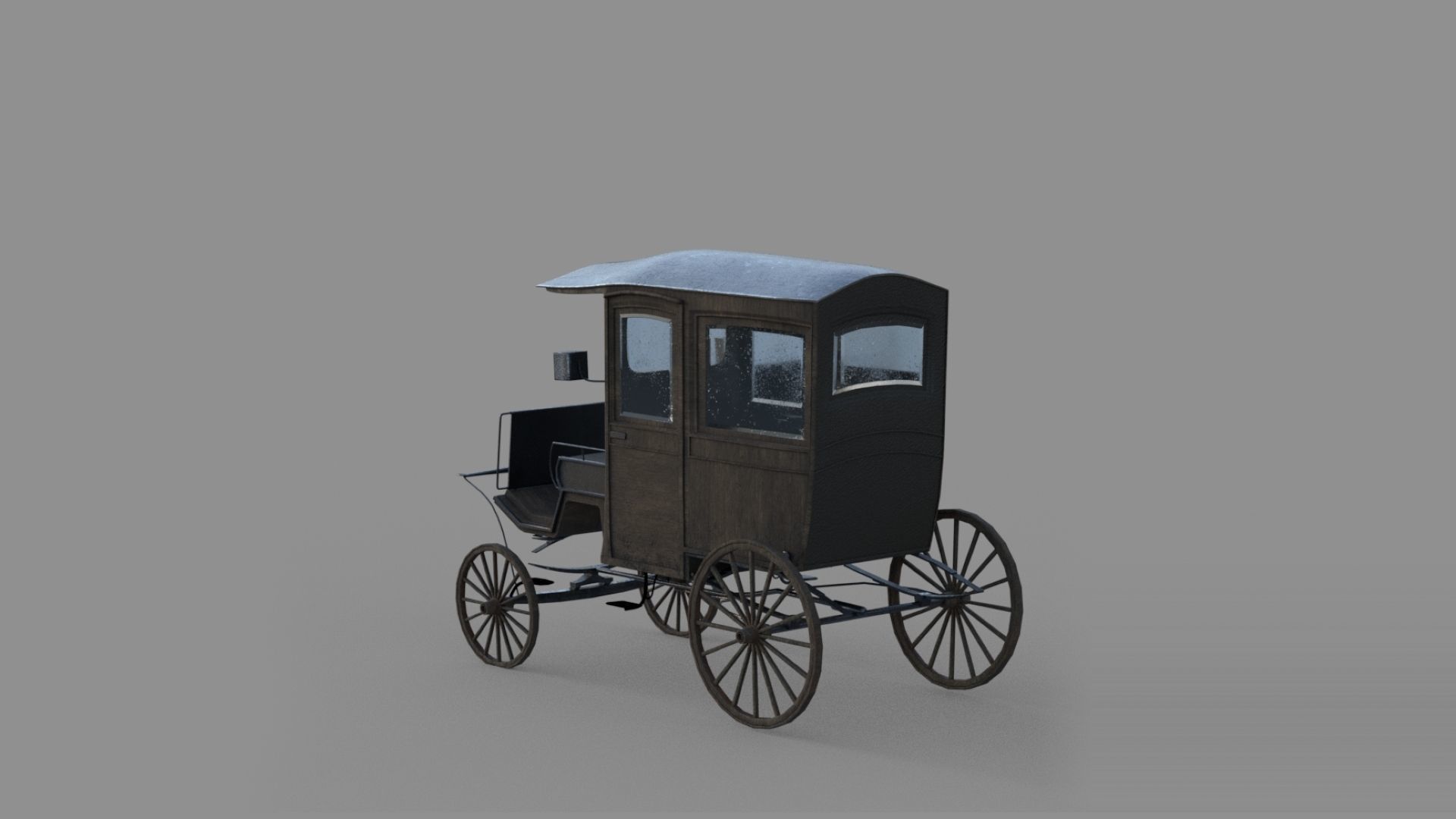 wodden carriage  Low-poly 3D model_7