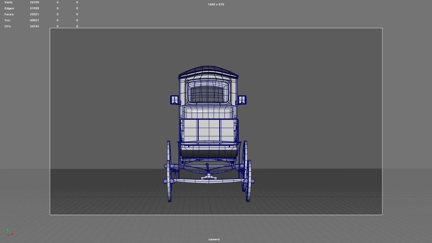 wodden carriage  Low-poly 3D model_11