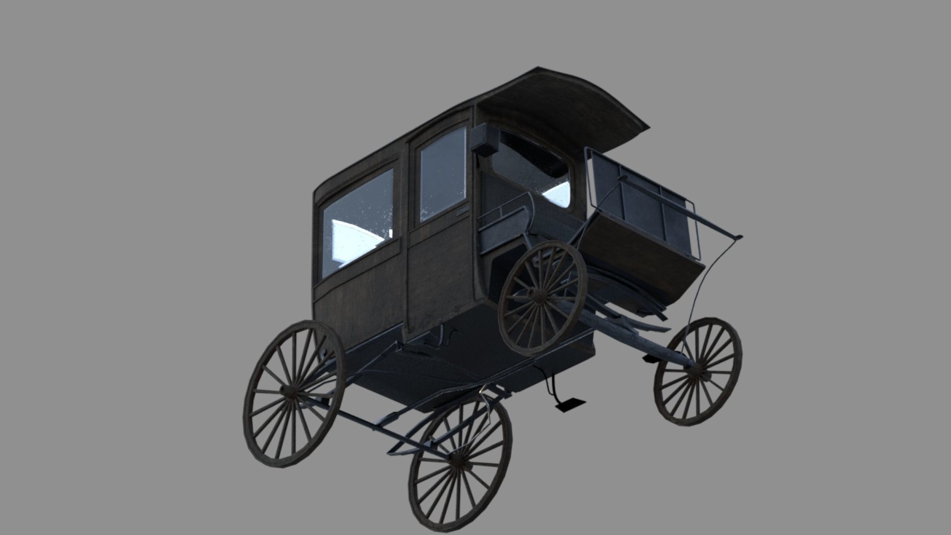 wodden carriage  Low-poly 3D model_5