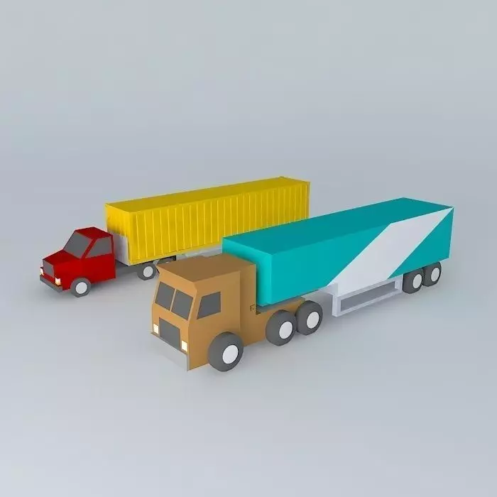 trucks truck and trailer Free 3D model