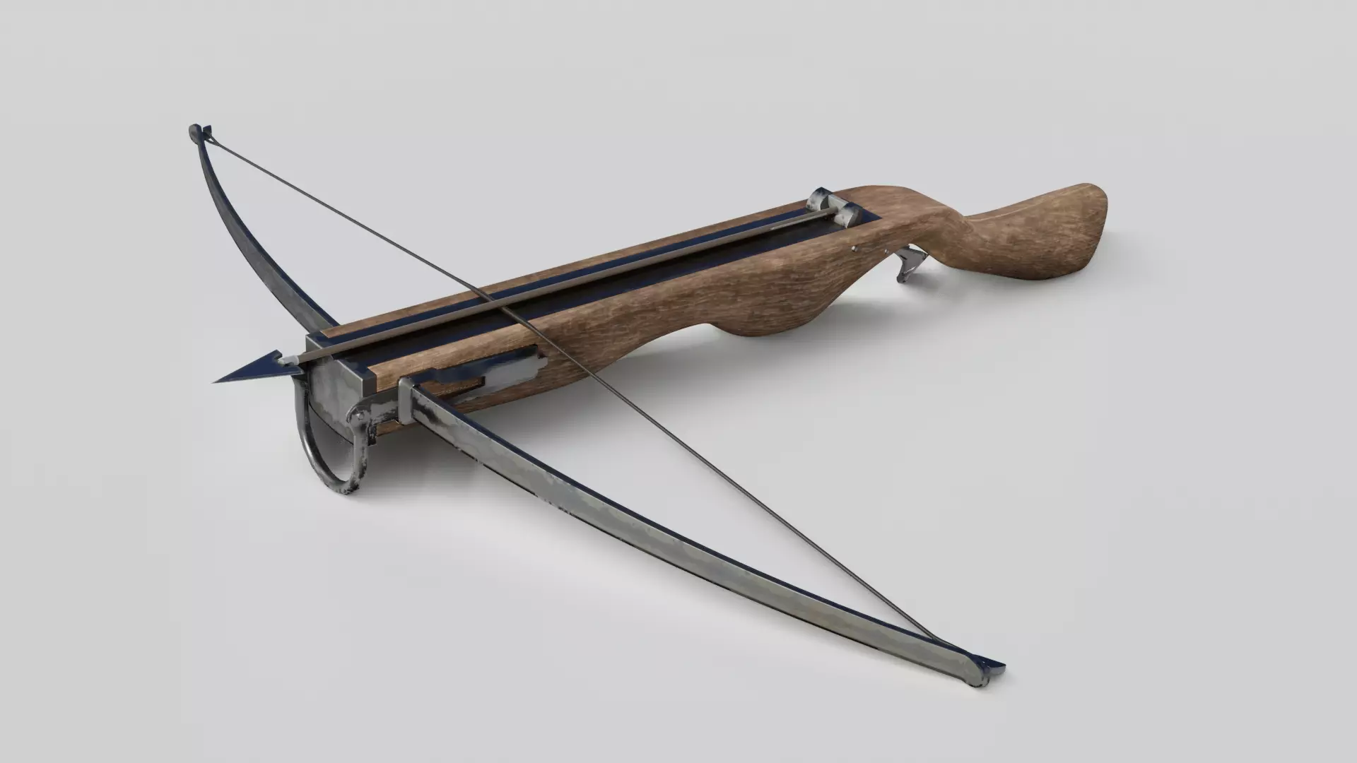 Crossbow wooden Low-poly 3D model_0