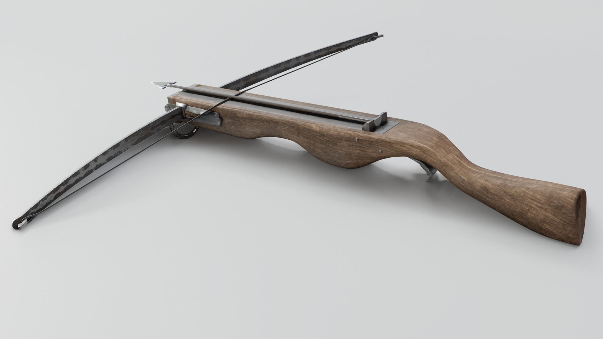 Crossbow wooden Low-poly 3D model_3