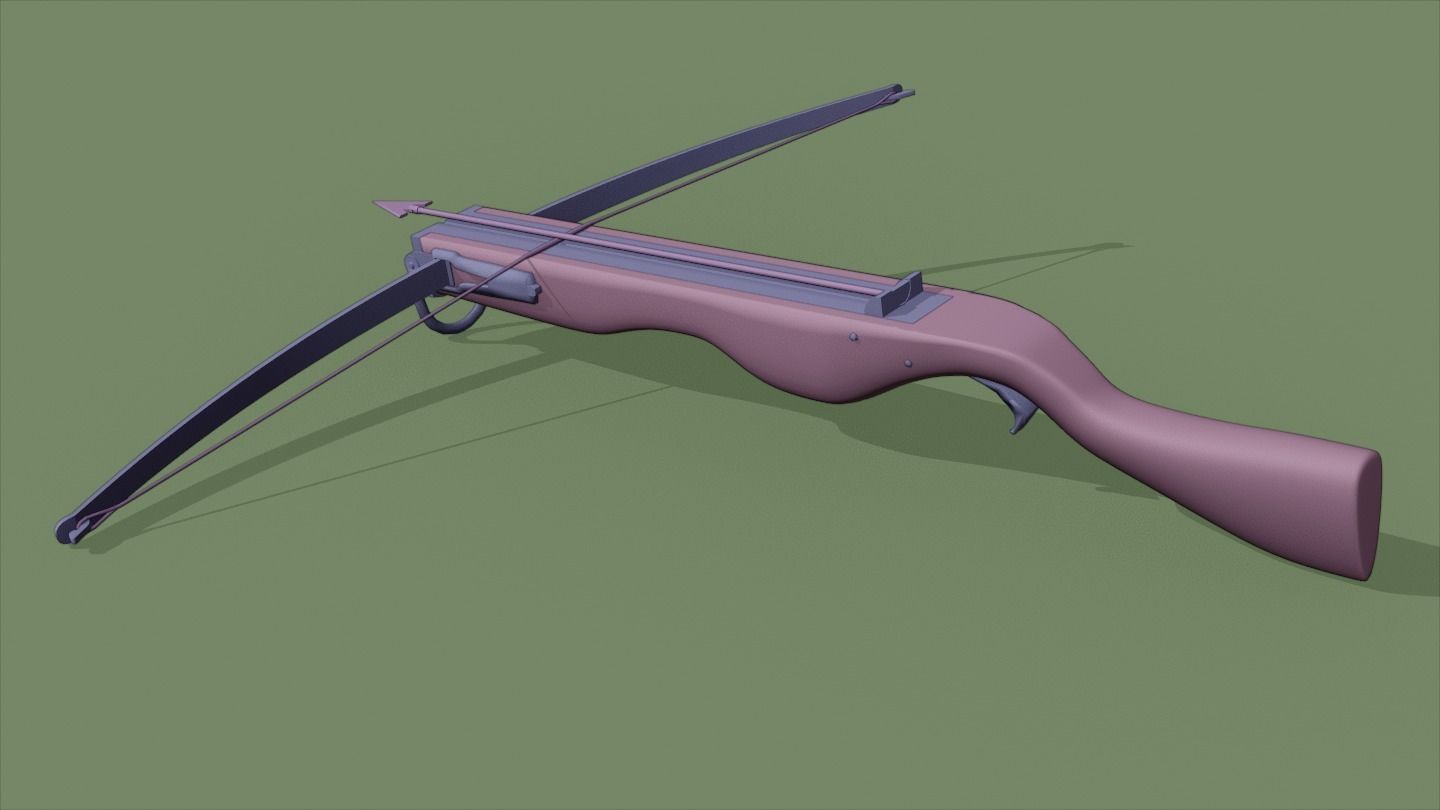 Crossbow wooden Low-poly 3D model_11