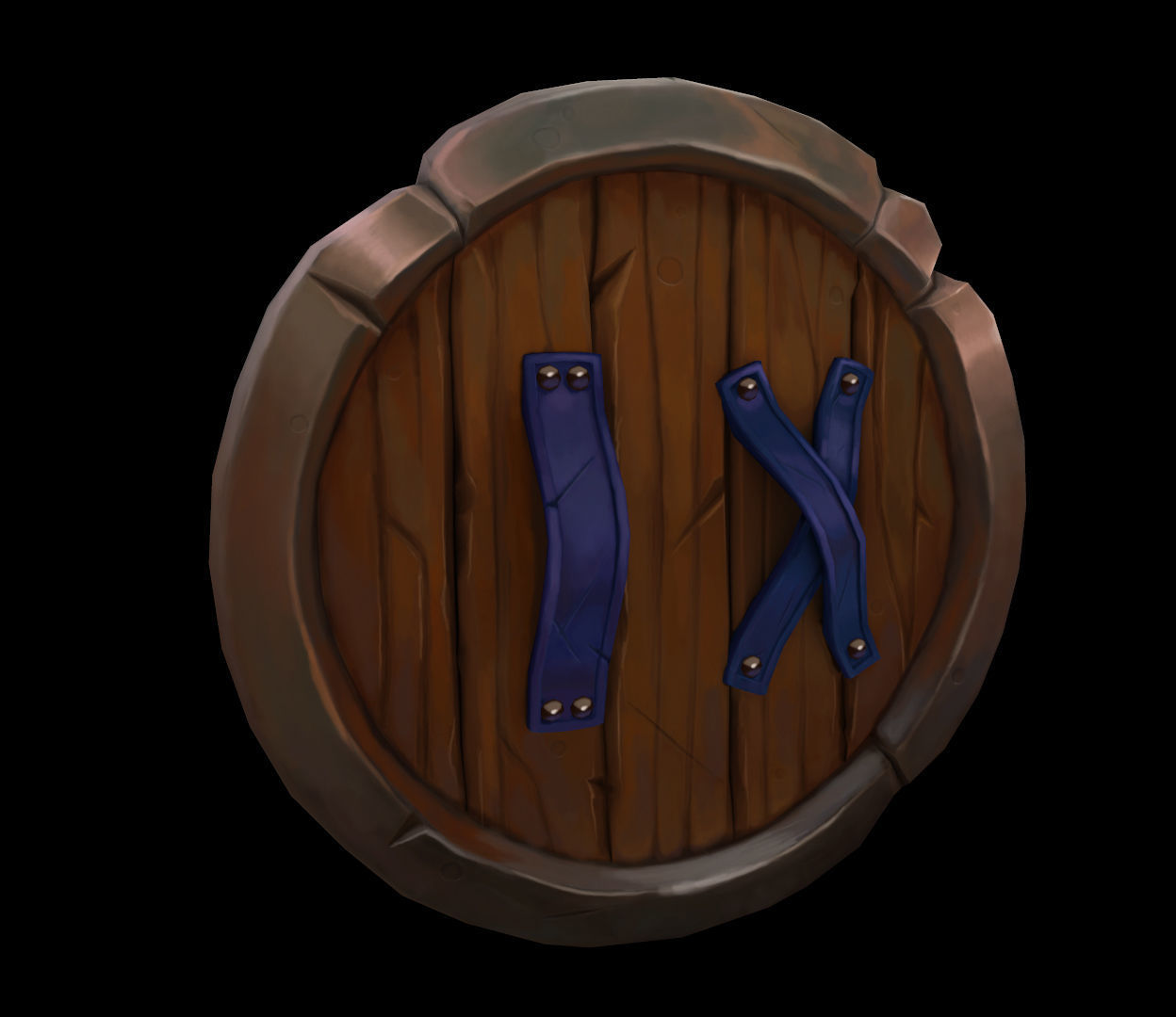 Wooden Shield Low-poly 3D model_4