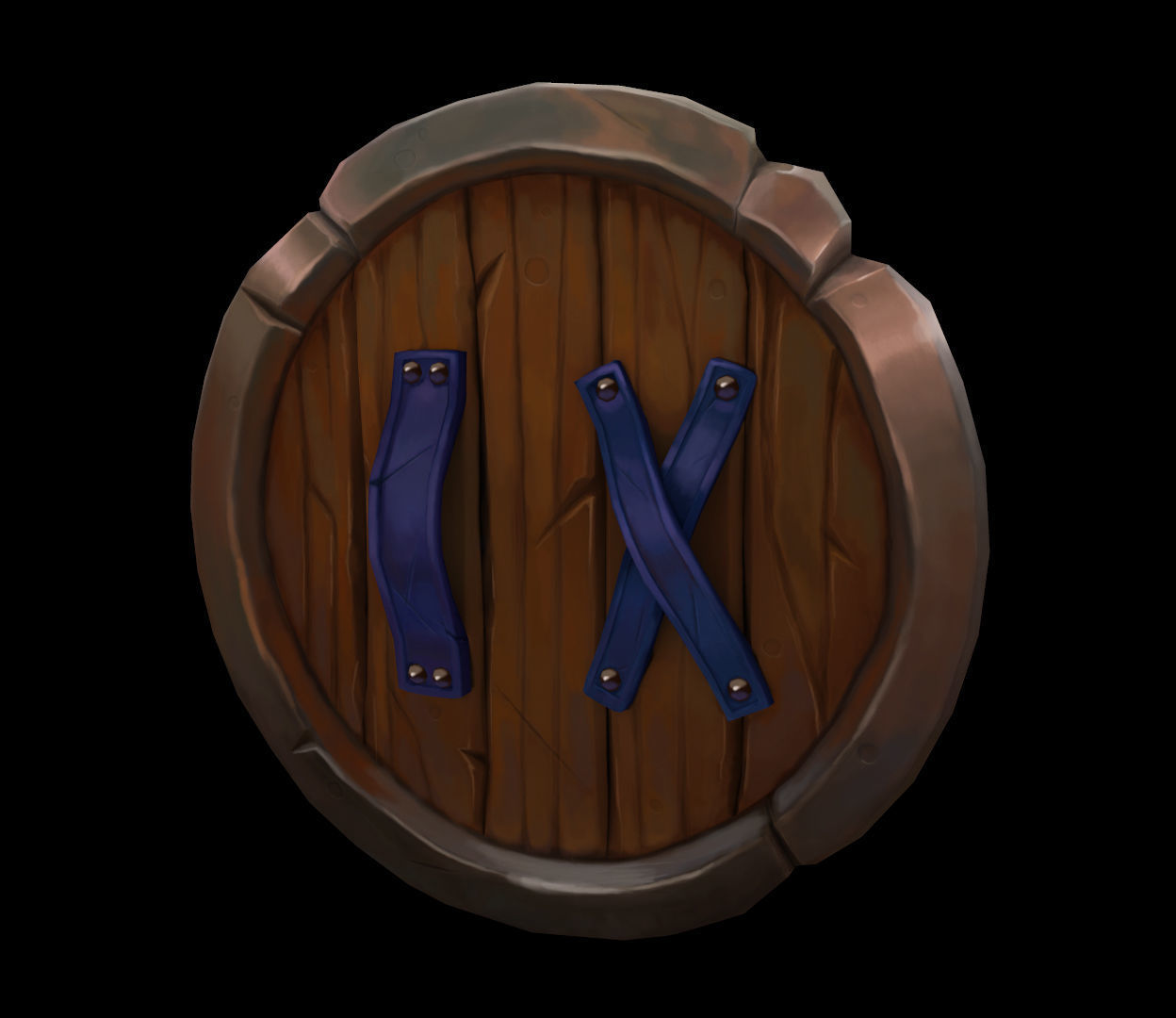 Wooden Shield Low-poly 3D model_3