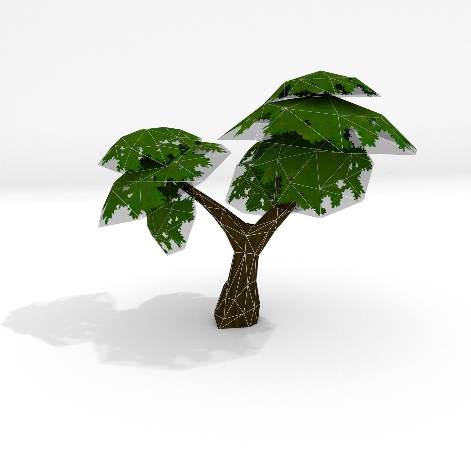 Low Poly Tree two trees Low-poly 3D model_6
