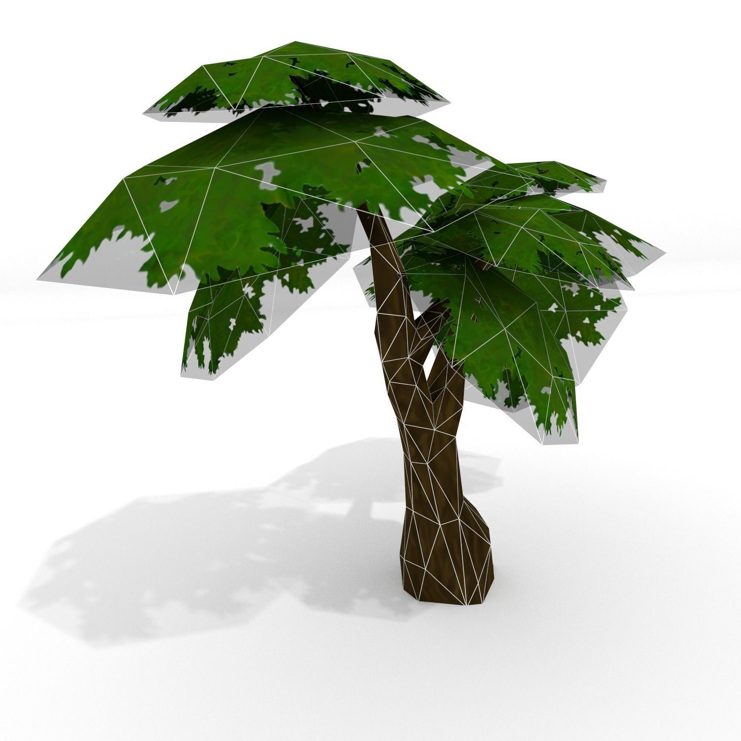 Low Poly Tree two trees Low-poly 3D model_4