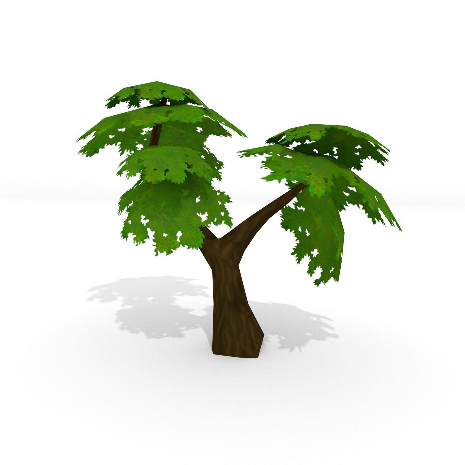 Low Poly Tree two trees Low-poly 3D model_0
