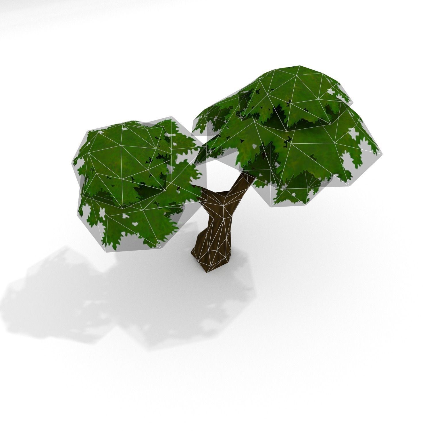 Low Poly Tree two trees Low-poly 3D model_7