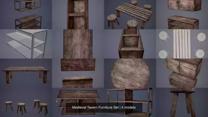 Medieval Tavern Furniture Set