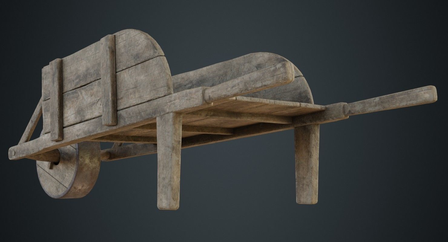 Wheelbarrow 3B Low-poly 3D model_3