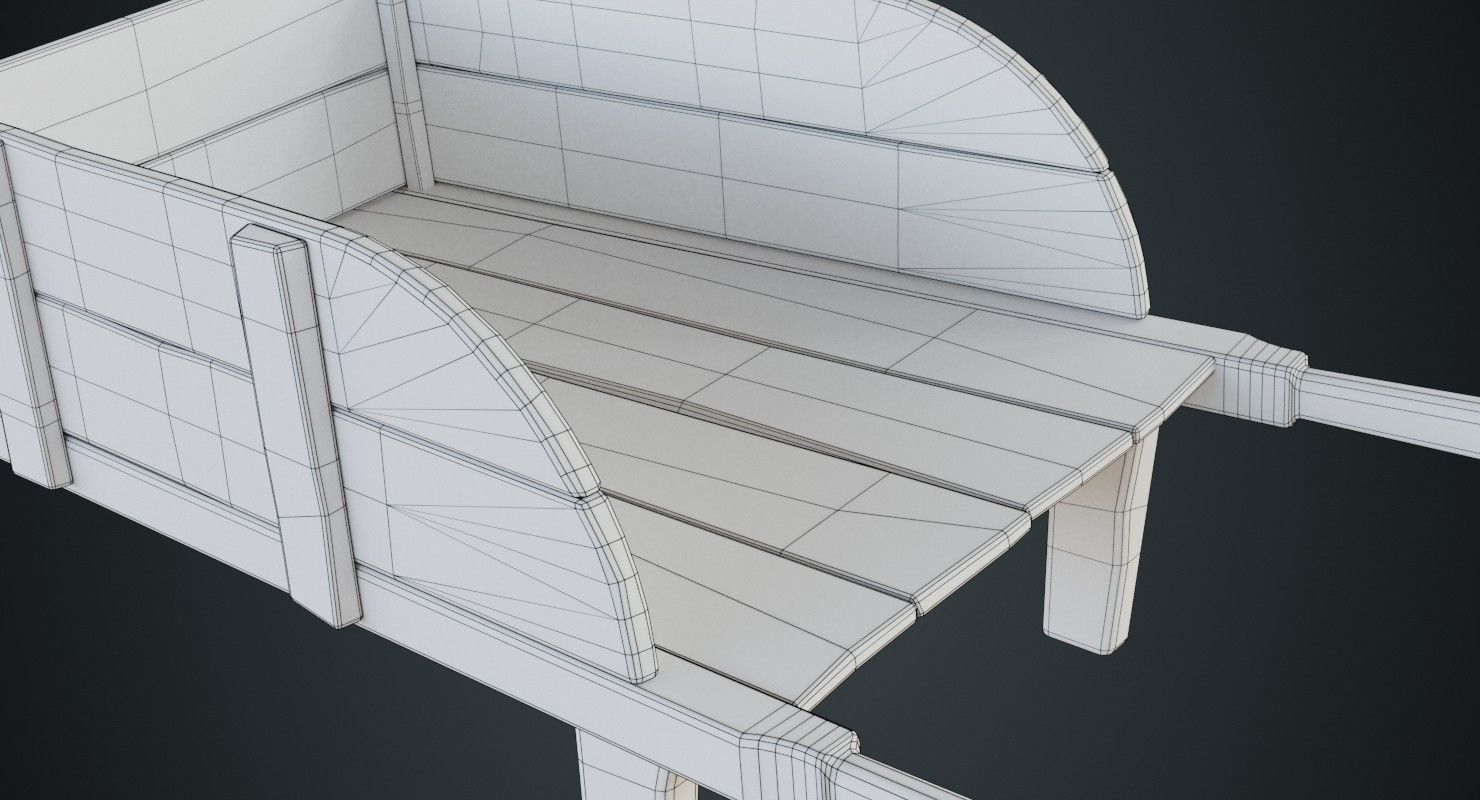 Wheelbarrow 3B Low-poly 3D model_7