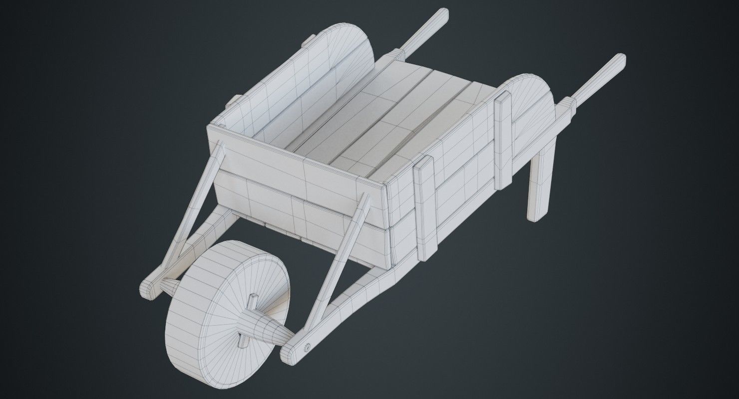 Wheelbarrow 3B Low-poly 3D model_6