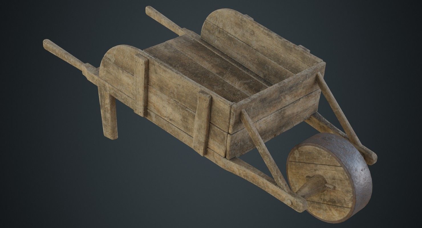 Wheelbarrow 3B Low-poly 3D model_1