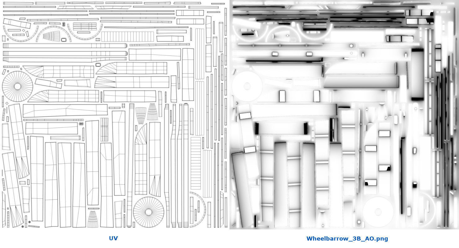 Wheelbarrow 3B Low-poly 3D model_8