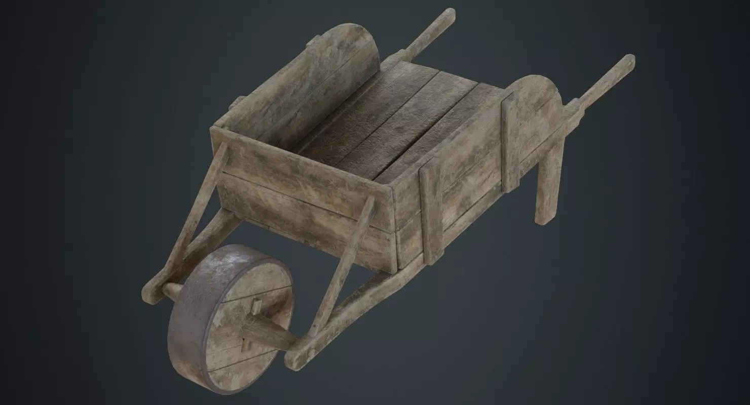 Wheelbarrow 3B Low-poly 3D model_0