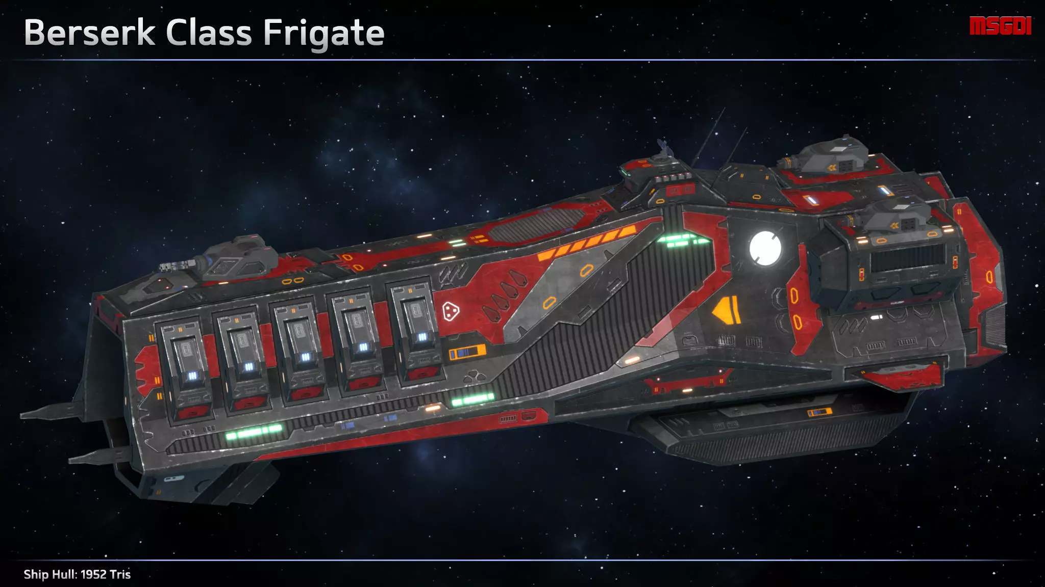 Spaceship Frigate Berserk Low-poly 3D model_0