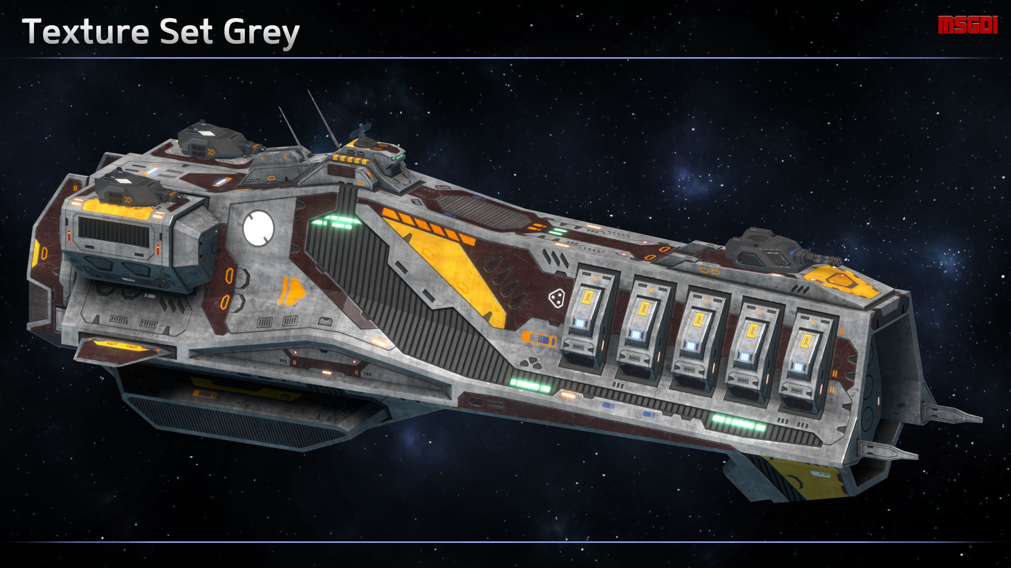 Spaceship Frigate Berserk Low-poly 3D model_7