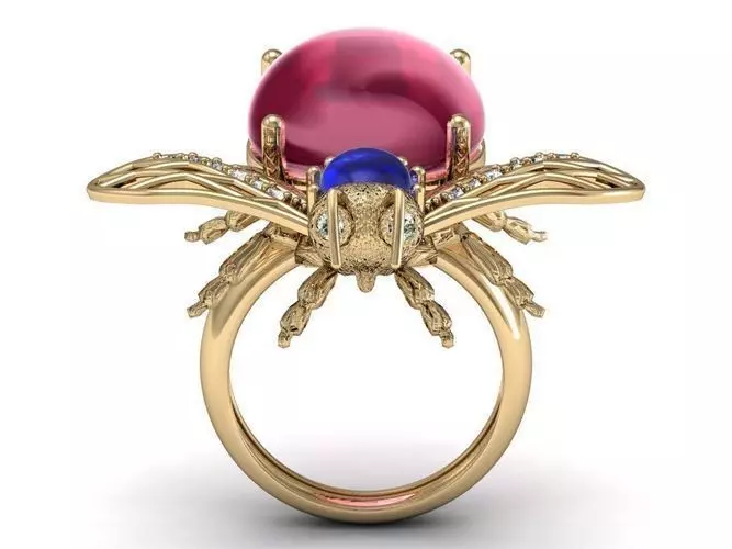 beetle bee  ruby diamond ring 3D print model_0