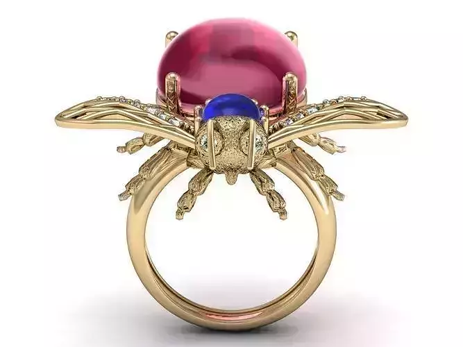 beetle bee  ruby diamond ring
