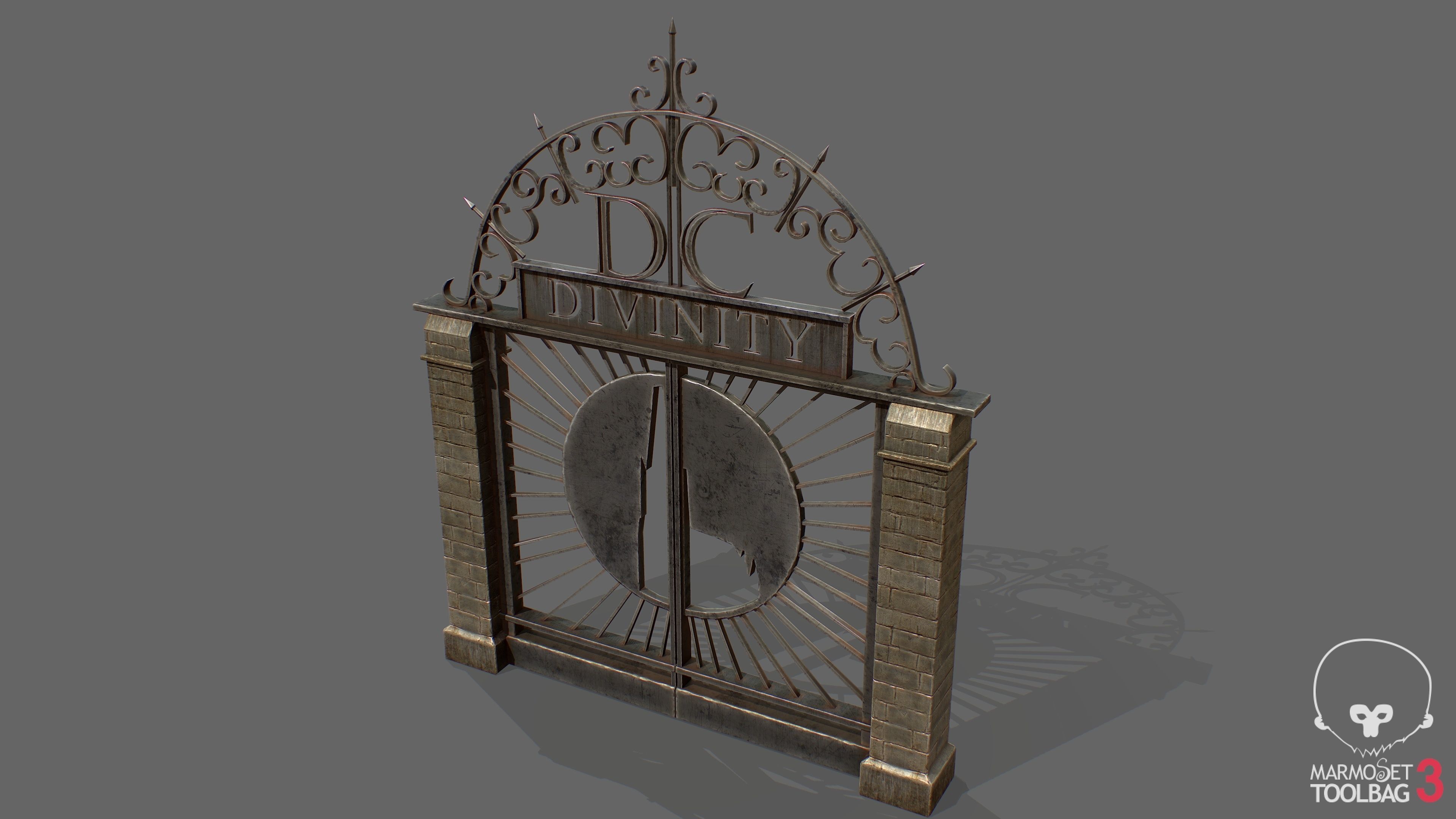 Old Metal Gate Low-poly 3D model_2