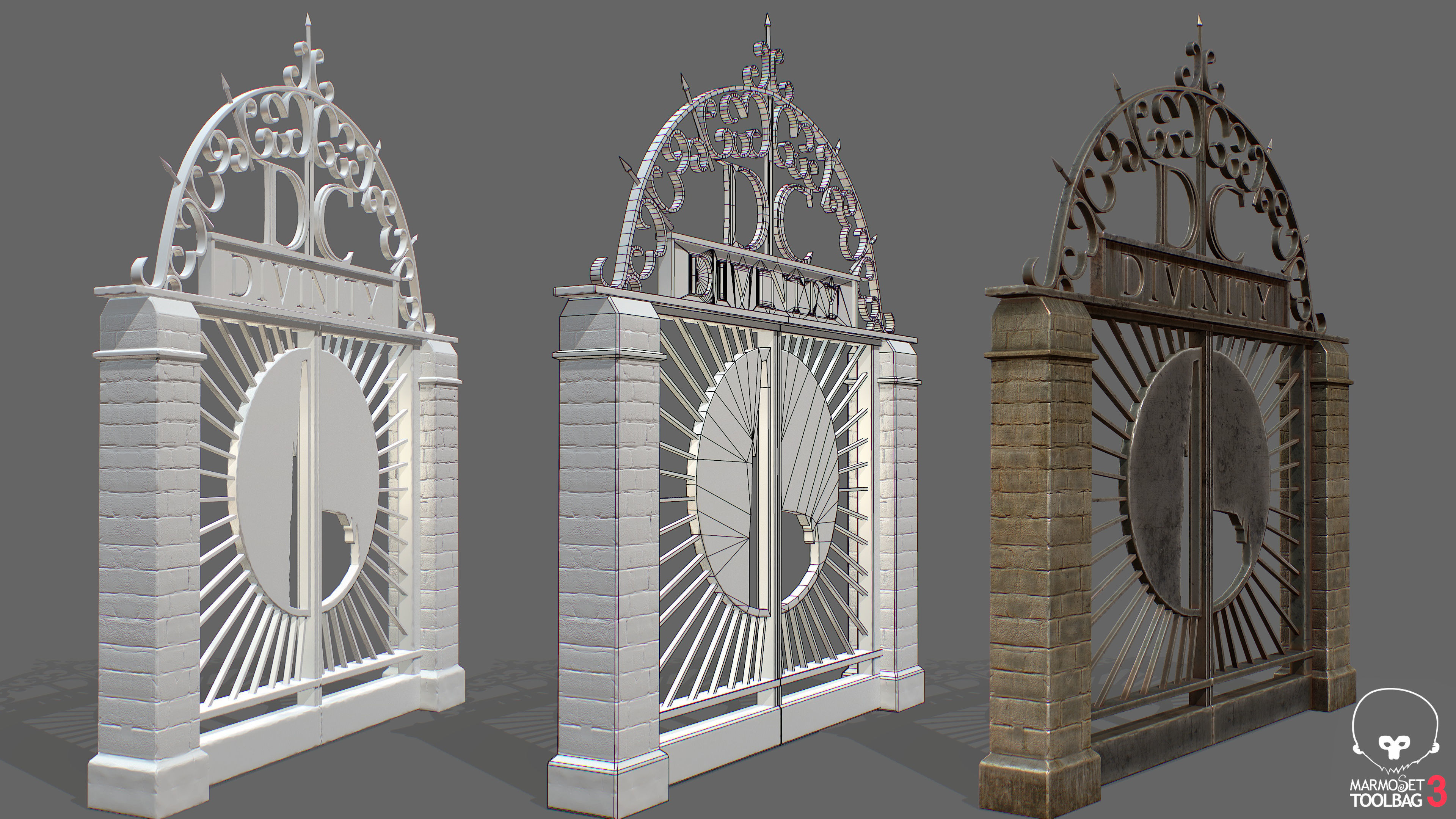 Old Metal Gate Low-poly 3D model_5