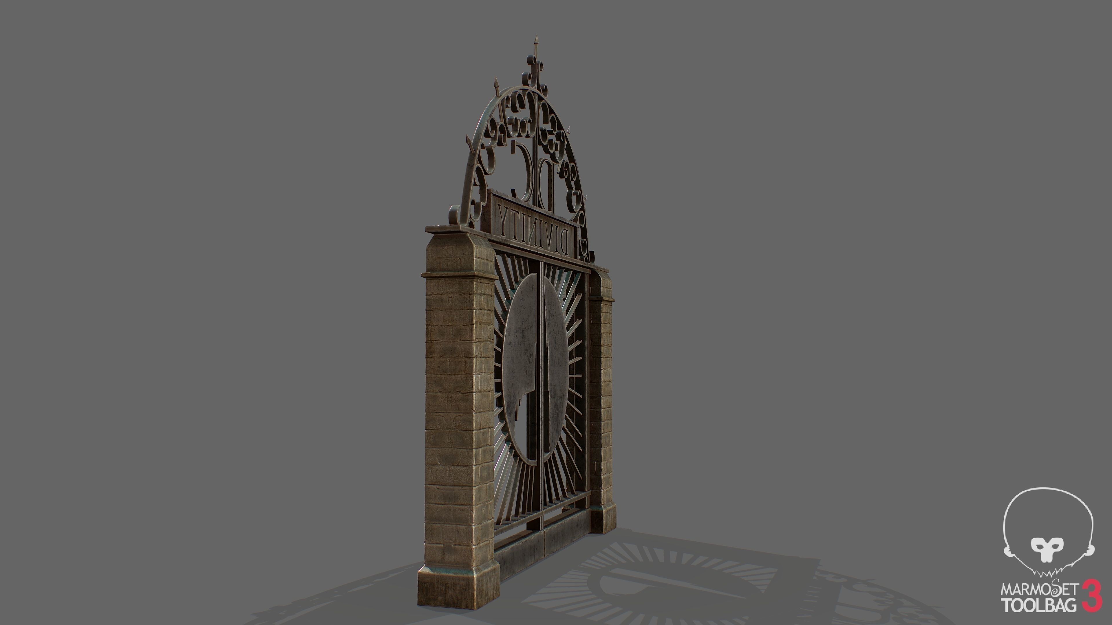 Old Metal Gate Low-poly 3D model_3