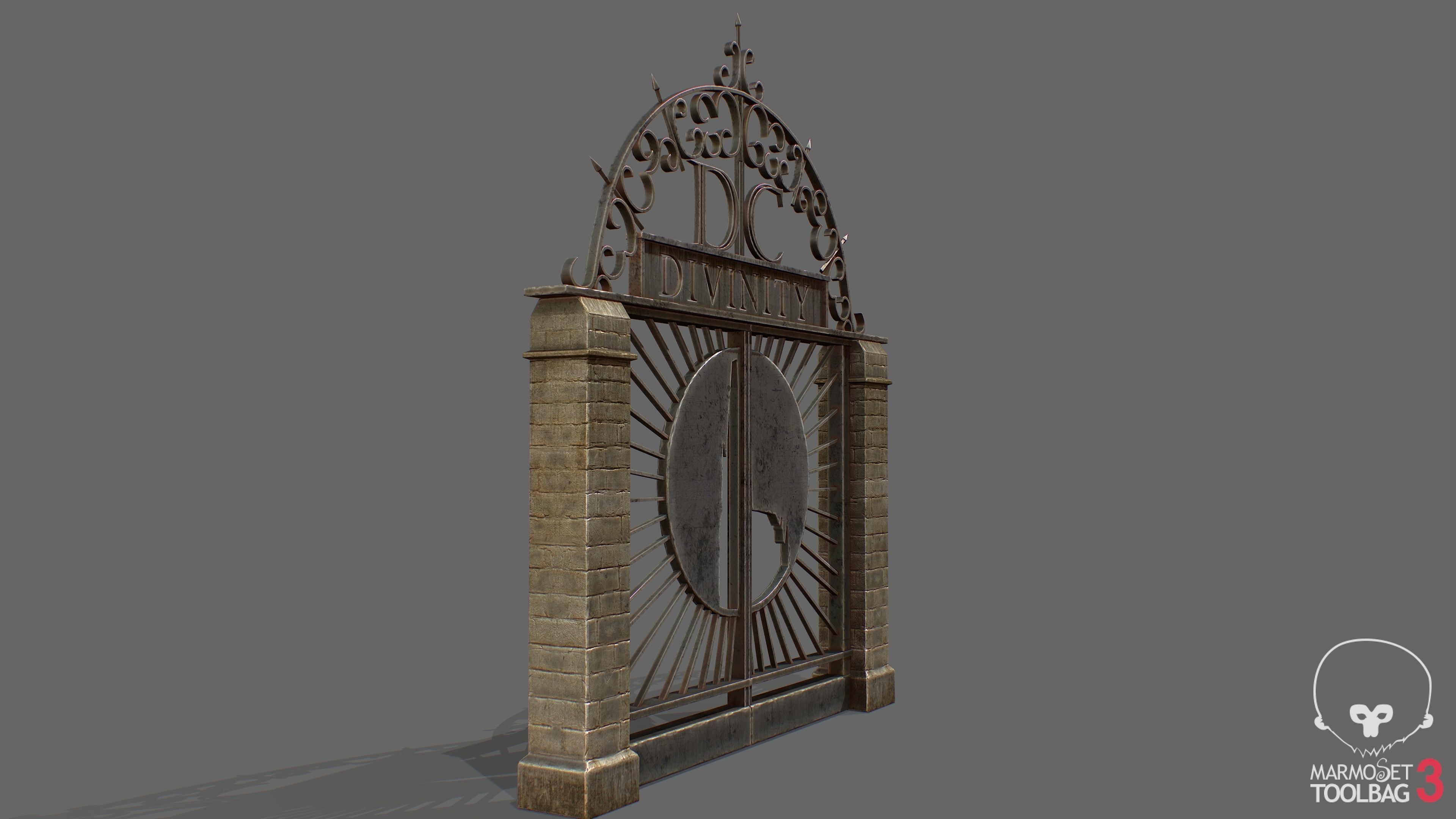 Old Metal Gate Low-poly 3D model_4