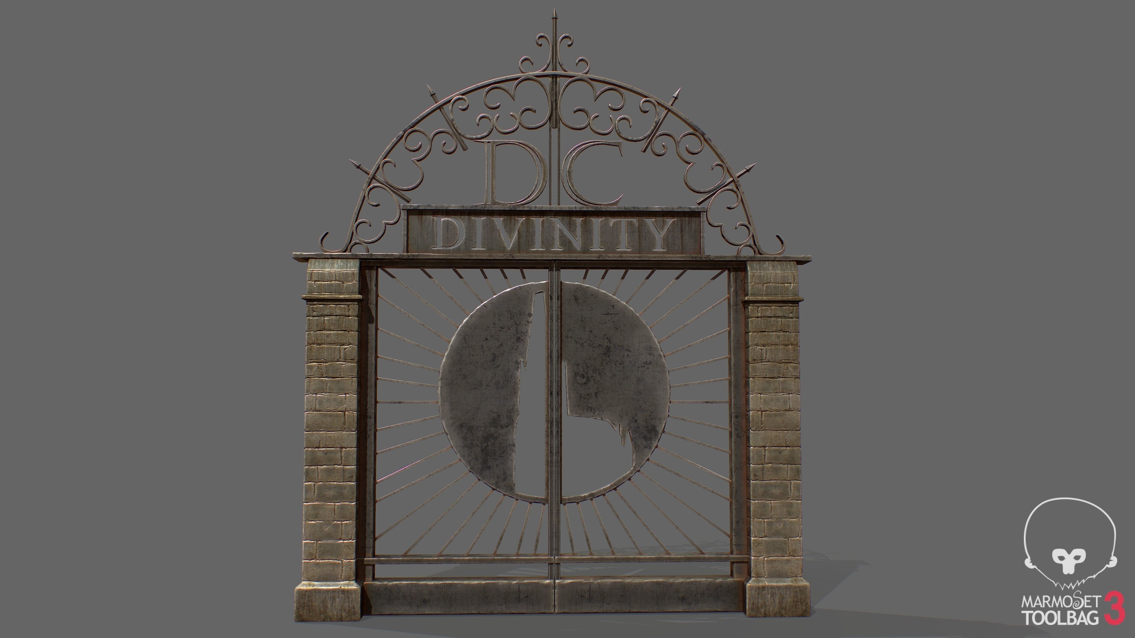 Old Metal Gate Low-poly 3D model_1