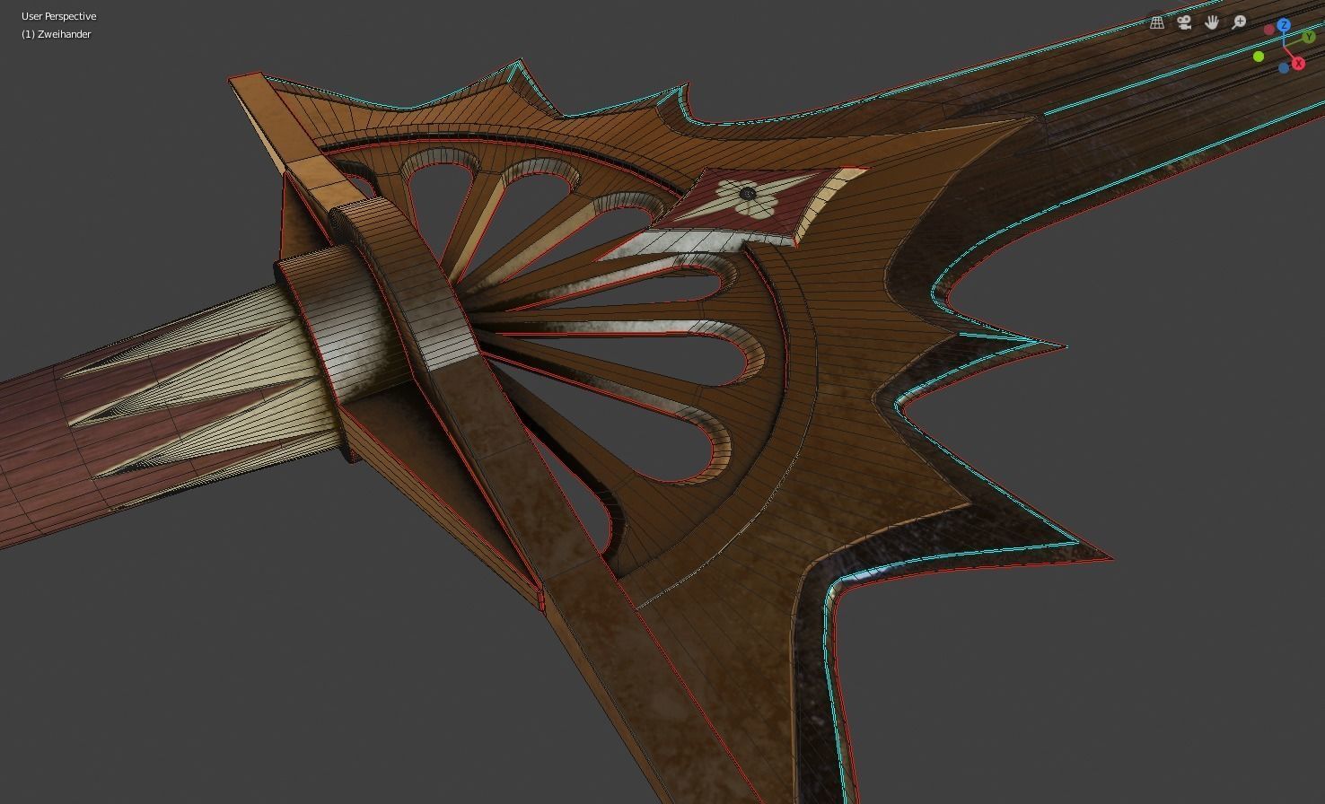 Zweihander sword Low-poly 3D model_10