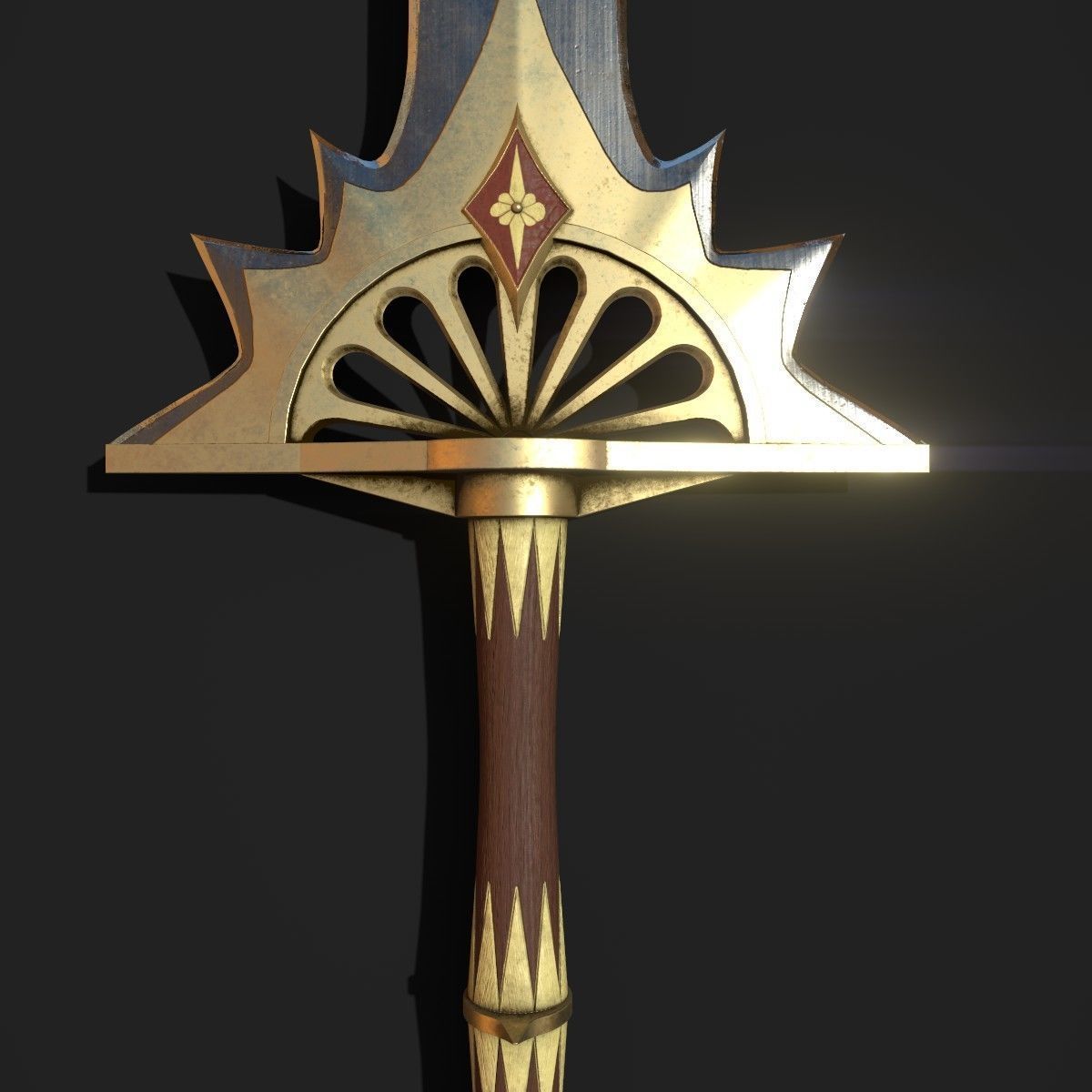 Zweihander sword Low-poly 3D model_4