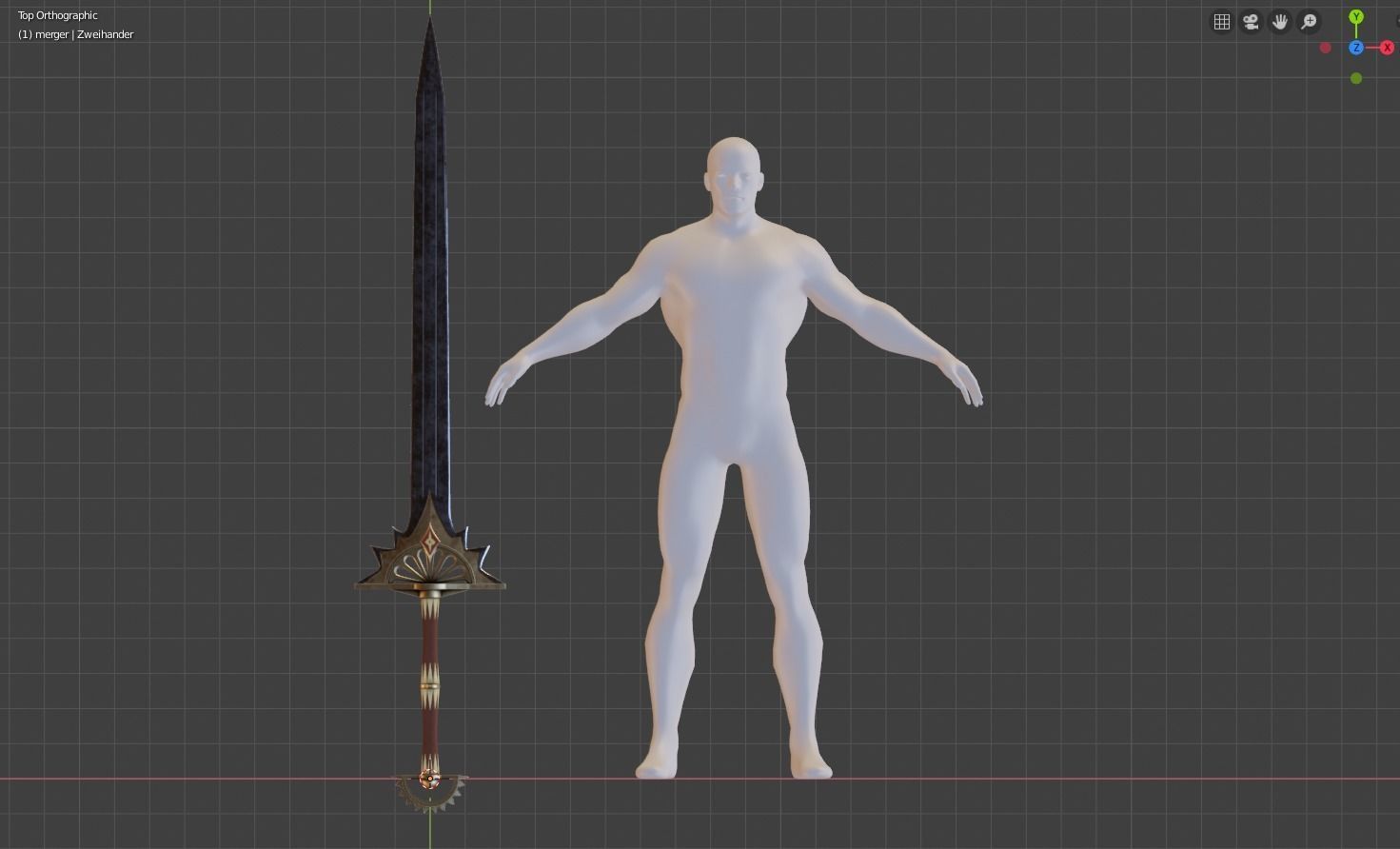Zweihander sword Low-poly 3D model_11