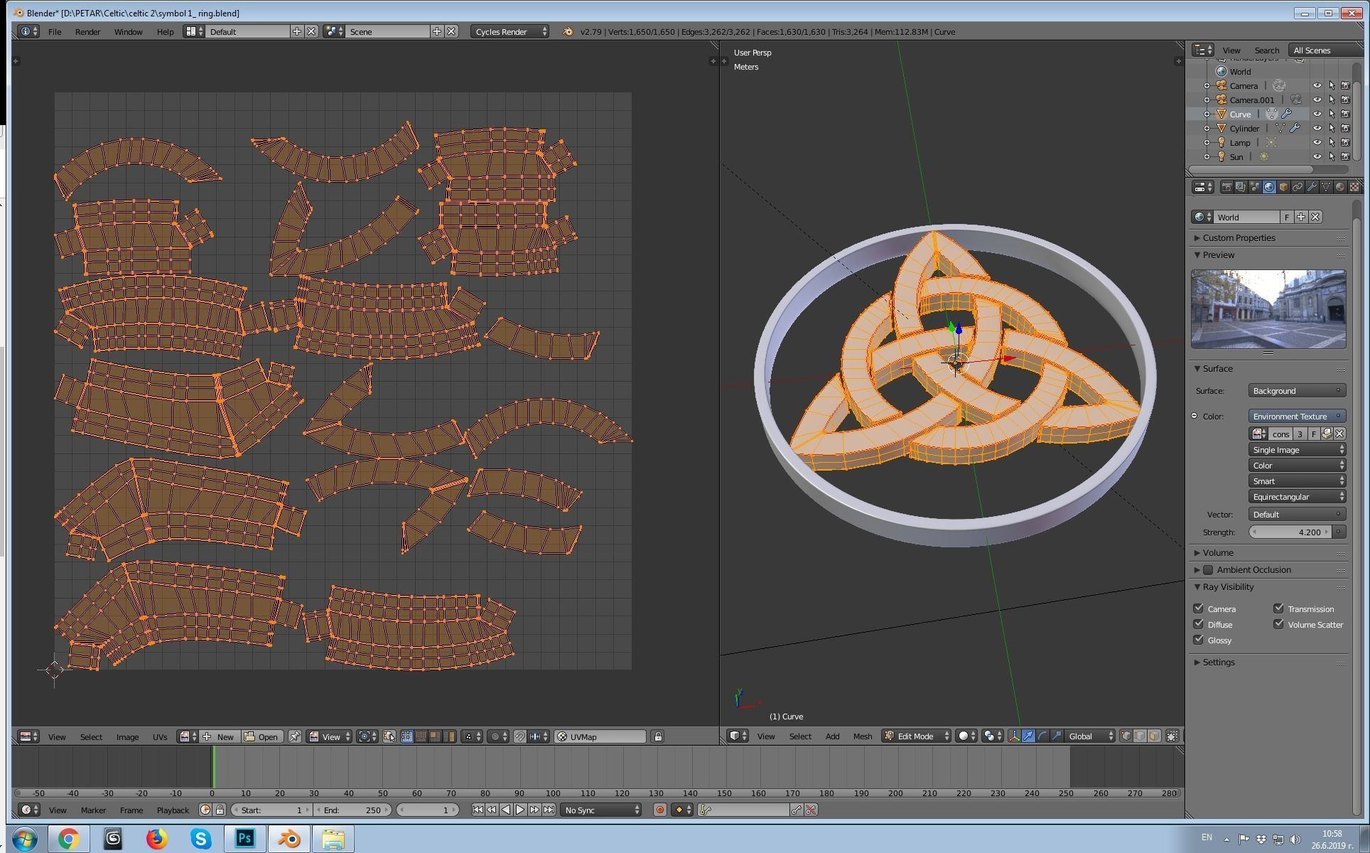 Celtic symbol 1 Low-poly 3D model_6