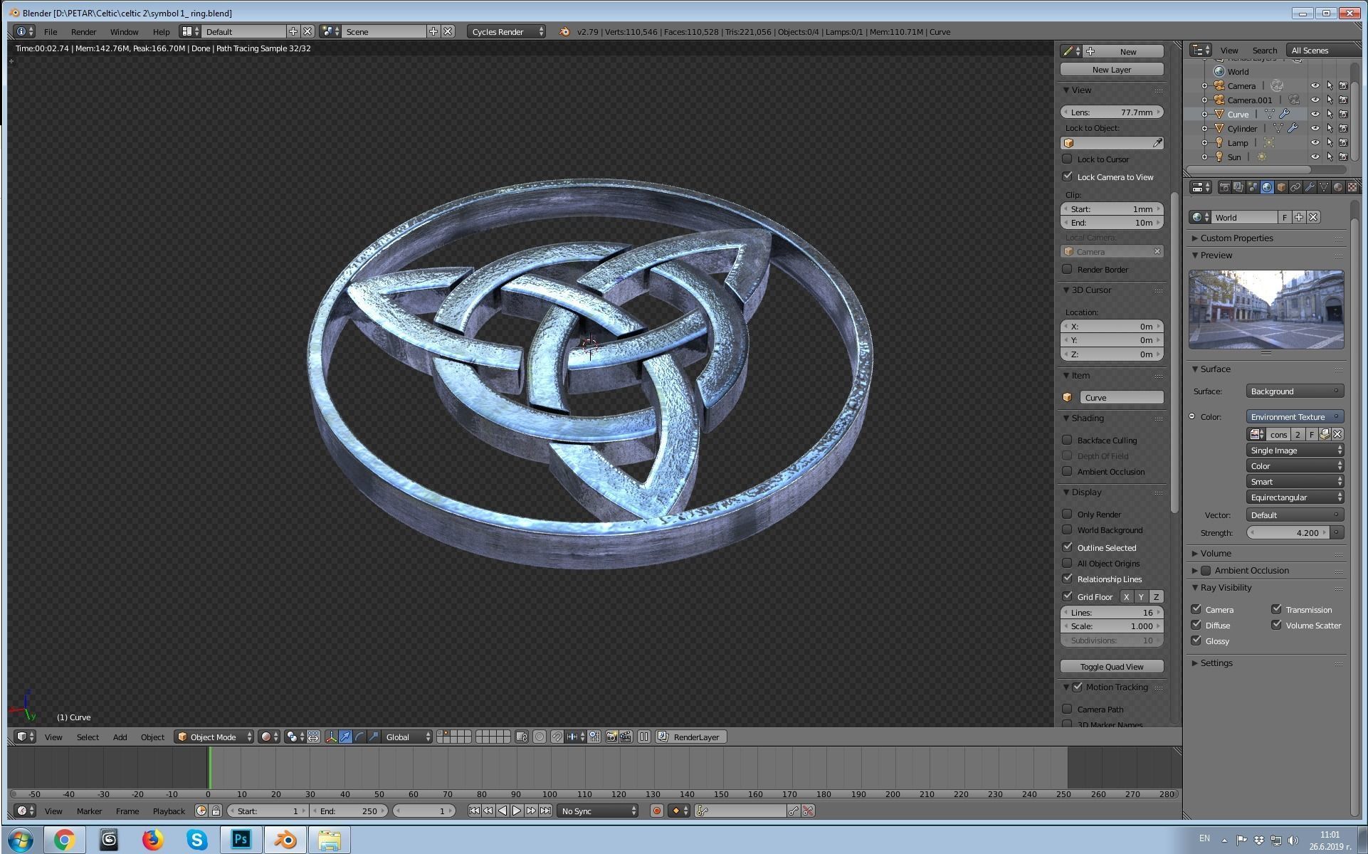 Celtic symbol 1 Low-poly 3D model_8