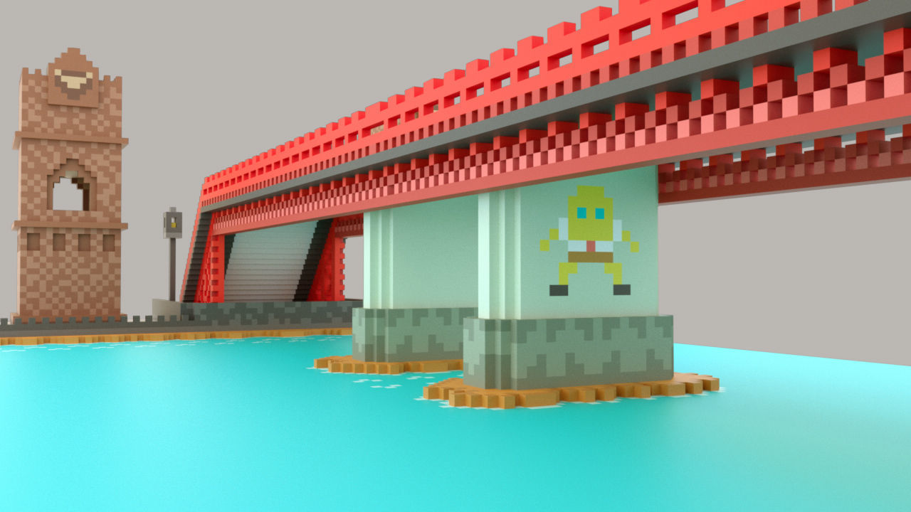 Pixel Bridge 3D print model_3