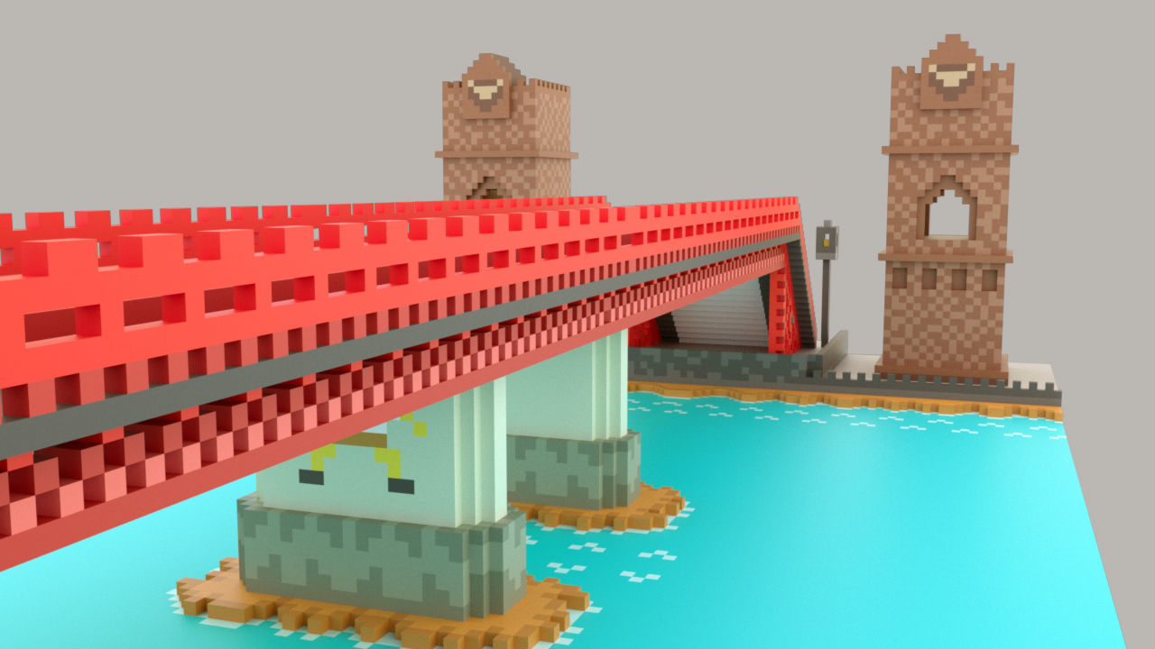 Pixel Bridge 3D print model_5