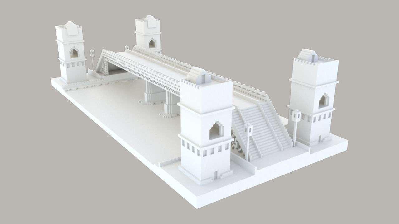 Pixel Bridge 3D print model_7