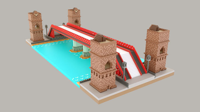 Pixel Bridge Low-poly 3D print model