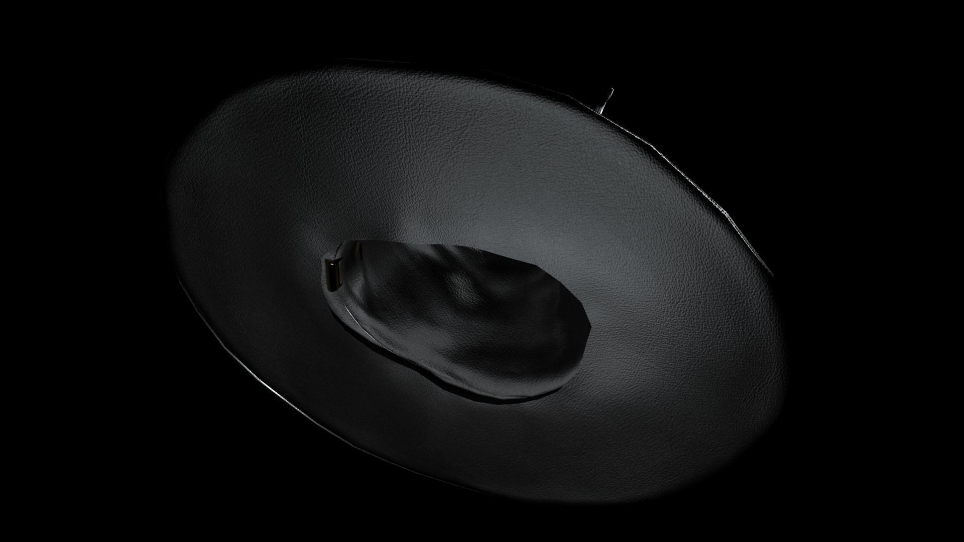 Black leather witch hat with removable strap Low-poly 3D model_4