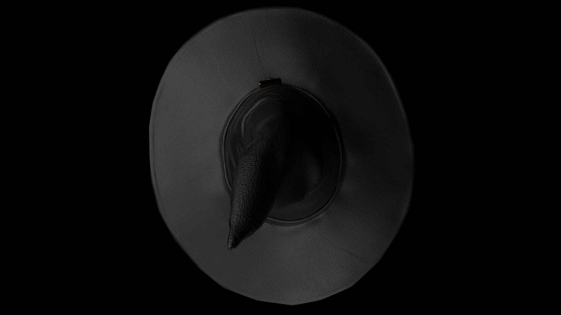 Black leather witch hat with removable strap Low-poly 3D model_5