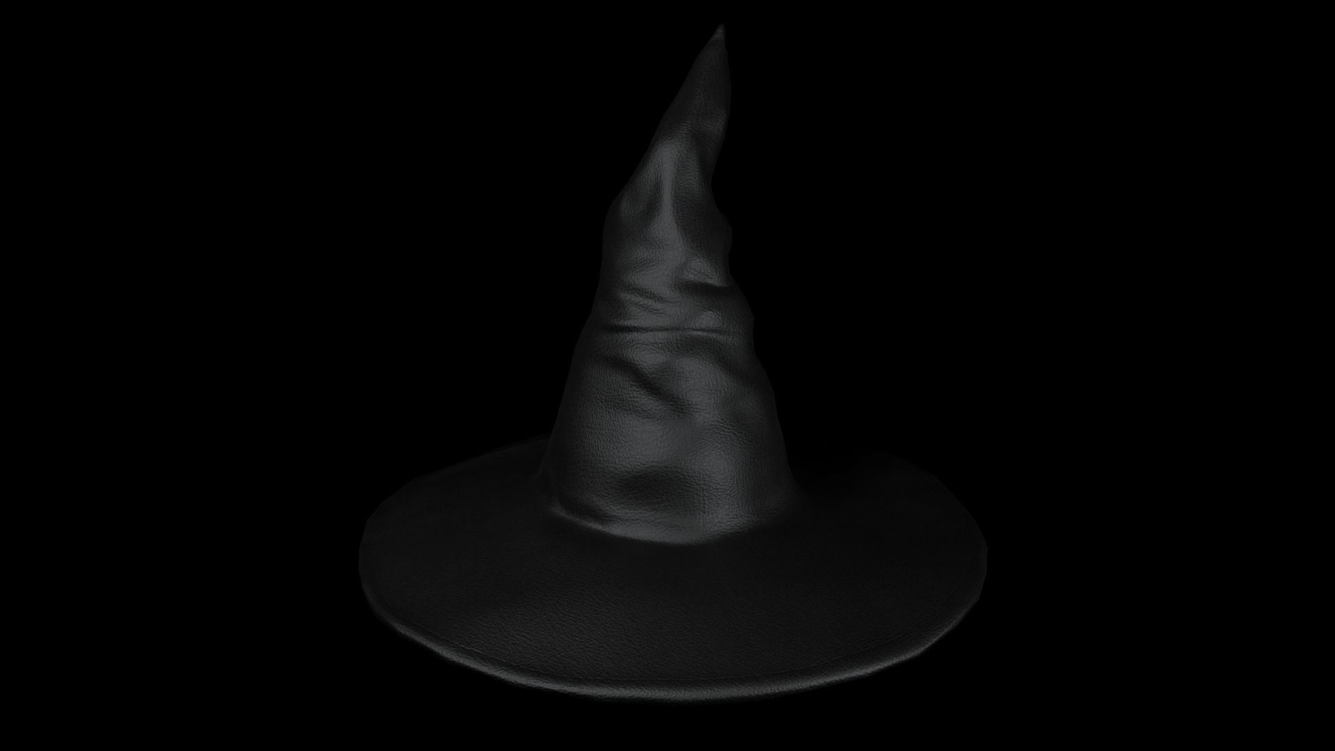 Black leather witch hat with removable strap Low-poly 3D model_10