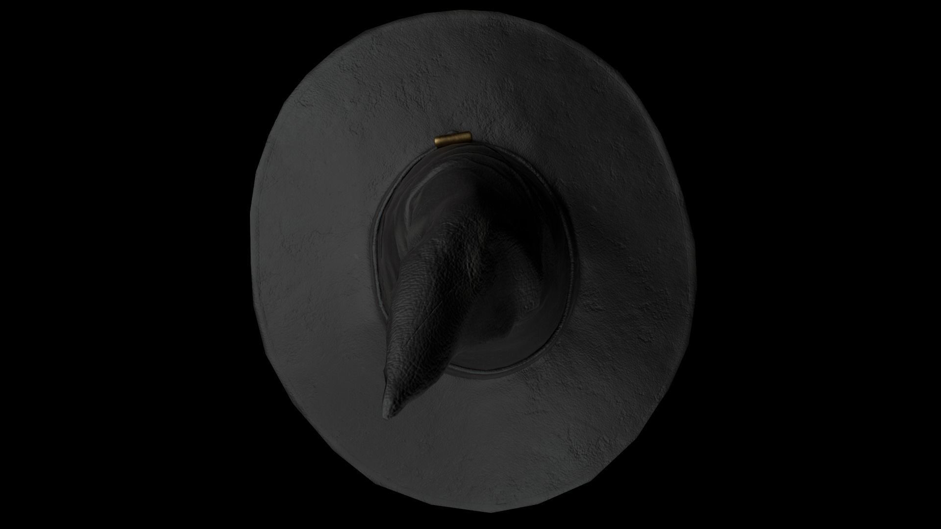 Black leather witch hat with removable strap Low-poly 3D model_6