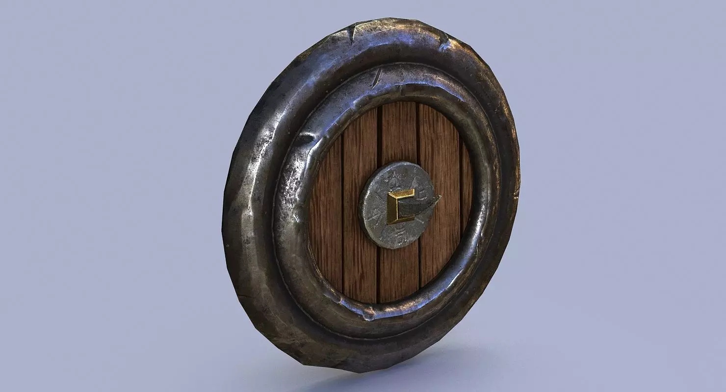 Dwarf shield Low-poly 3D model_0